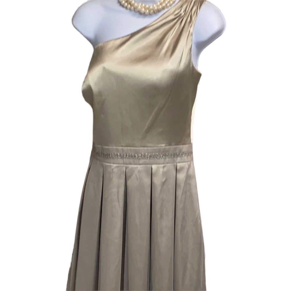 David's Bridal Gold One Shoulder Dress